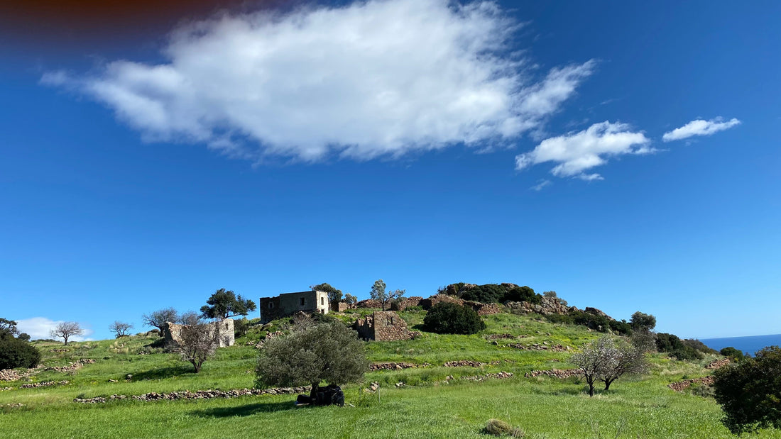 An ancient stone village on an Aegina Island Mountain.